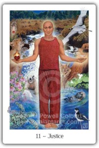 Justice from the Gaian Tarot by Joanna Powell Colbert
